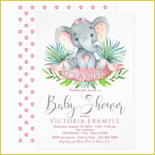 Elephant Baby Shower Invitations Free Template Of Girls Baby Elephant Baby Shower Invitations