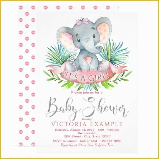 Elephant Baby Shower Invitations Free Template Of Girls Baby Elephant Baby Shower Invitations