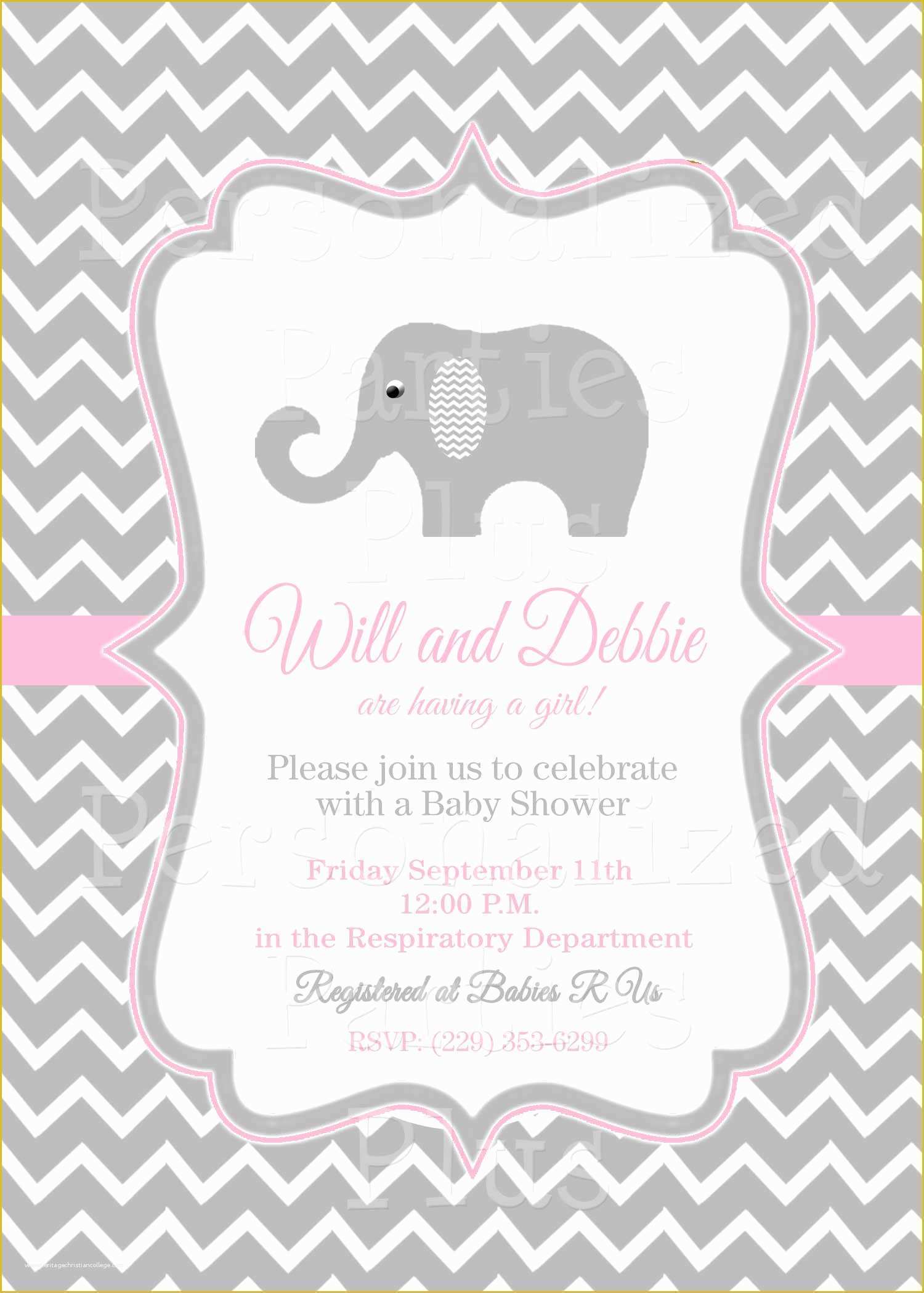 Elephant Baby Shower Invitations Free Template Of Pink and Grey Elephant Baby Shower Invitations Pink and