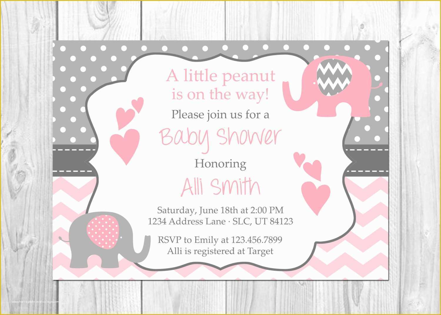 Elephant Baby Shower Invitations Free Template Of Pink and Grey Elephant Baby Shower Invitations Pink and