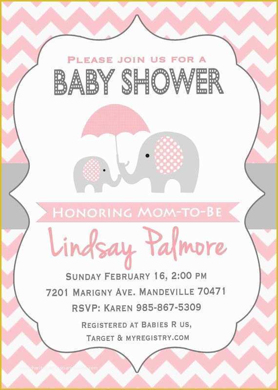 Elephant Baby Shower Invitations Free Template Of Pink Elephant Baby Shower Invitation Potlač