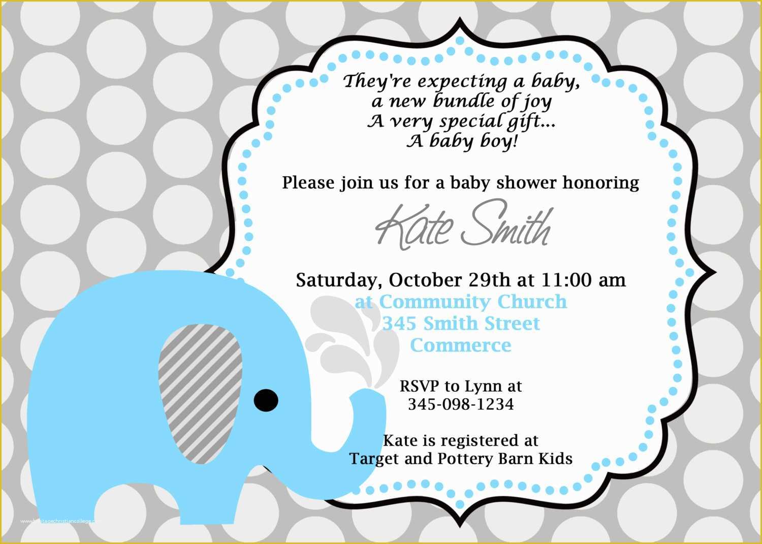 Elephant Baby Shower Invitations Free Template Of Printable Blue Elephant Baby Shower Invitation Customized