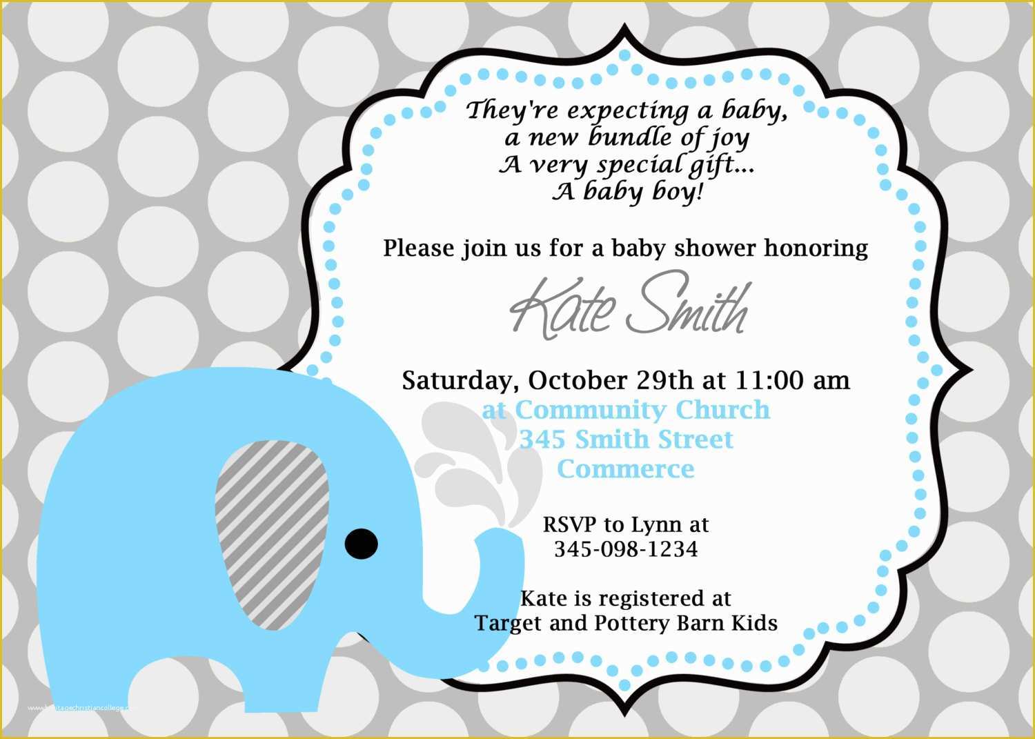 Elephant Baby Shower Invitations Free Template Of Printable Blue Elephant Baby Shower Invitation Customized
