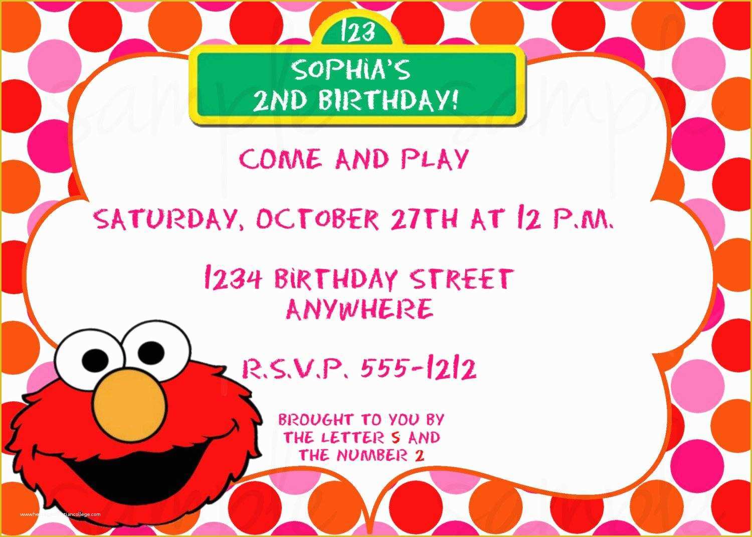 Elmo Birthday Invitations Template Free Of Elmo Birthday Party Invitations In Invitation