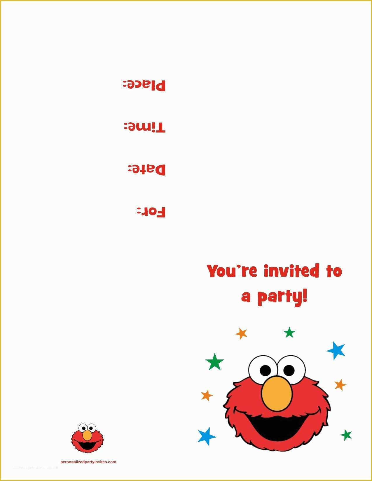 Elmo Birthday Invitations Template Free Of Elmo Free Printable Birthday Party Invitation Personalized