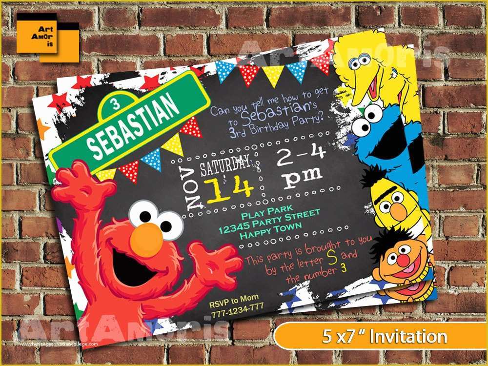 Elmo Birthday Invitations Template Free Of Elmo Invitation Elmo Birthday Invitation Sesame Street