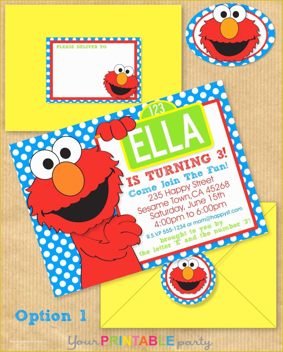 Elmo Birthday Invitations Template Free Of Elmo Party Invitation 5x7 with Address Labels now