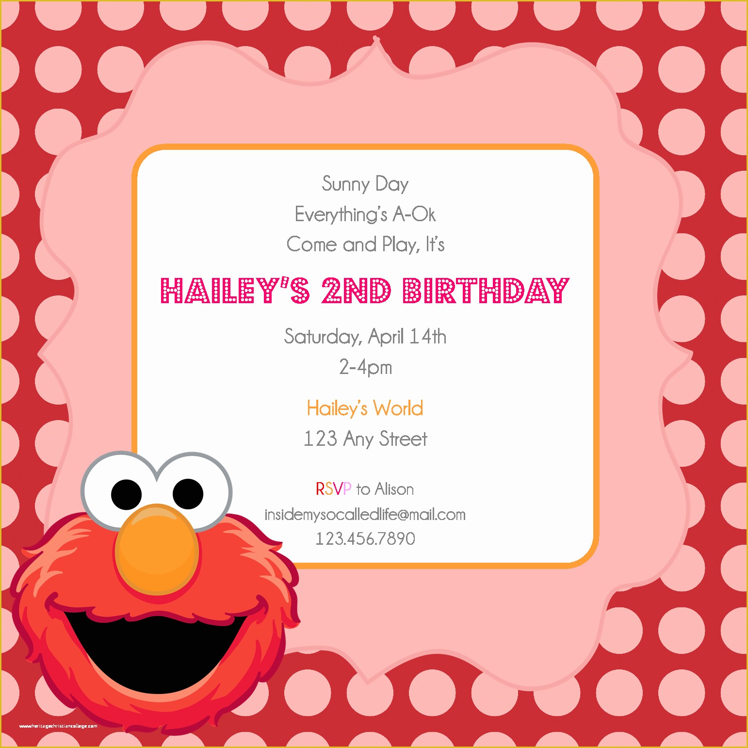 Elmo Birthday Invitations Template Free Of Elmo Printable Birthday Invitation