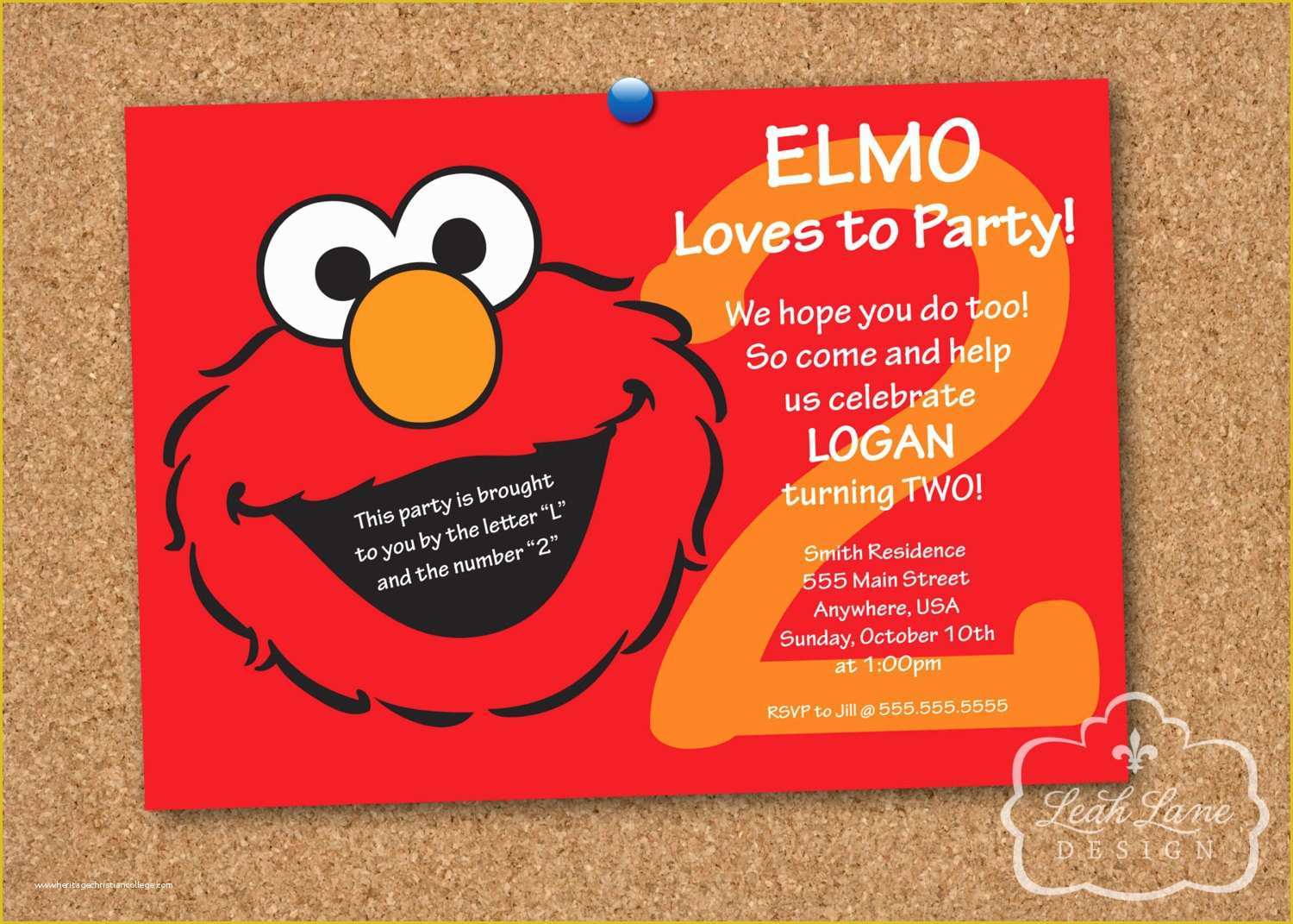 Elmo Birthday Invitations Template Free Of Elmo Sesame Street Birthday Party Personalized Printable