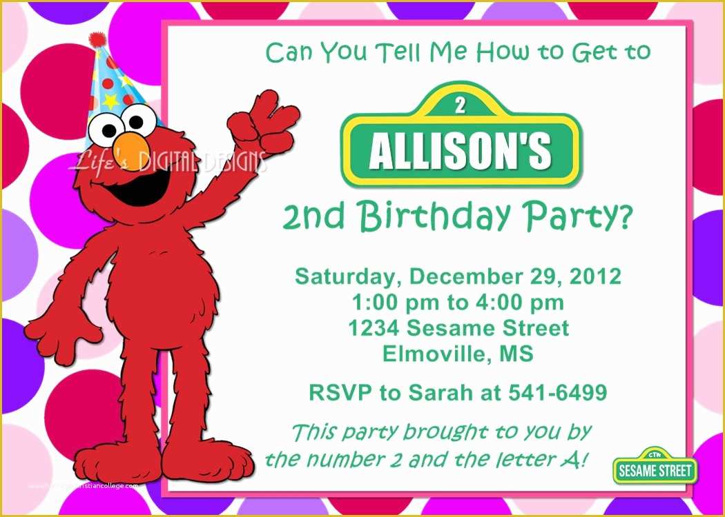 Elmo Birthday Invitations Template Free Of Free Printable Elmo Birthday Invitations