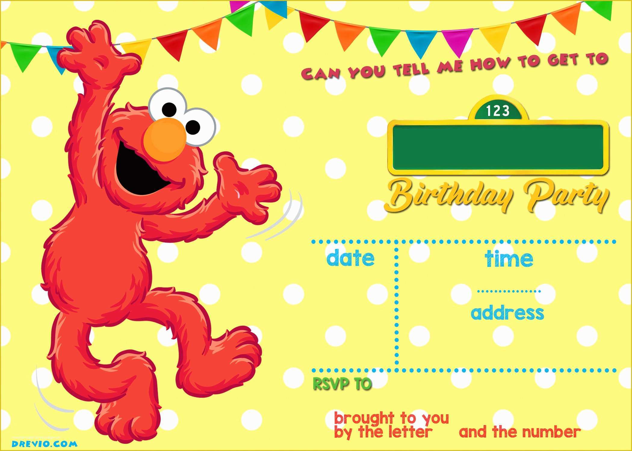 Elmo Birthday Invitations Template Free Of Free Printable Elmo Sesame Street Birthday Party