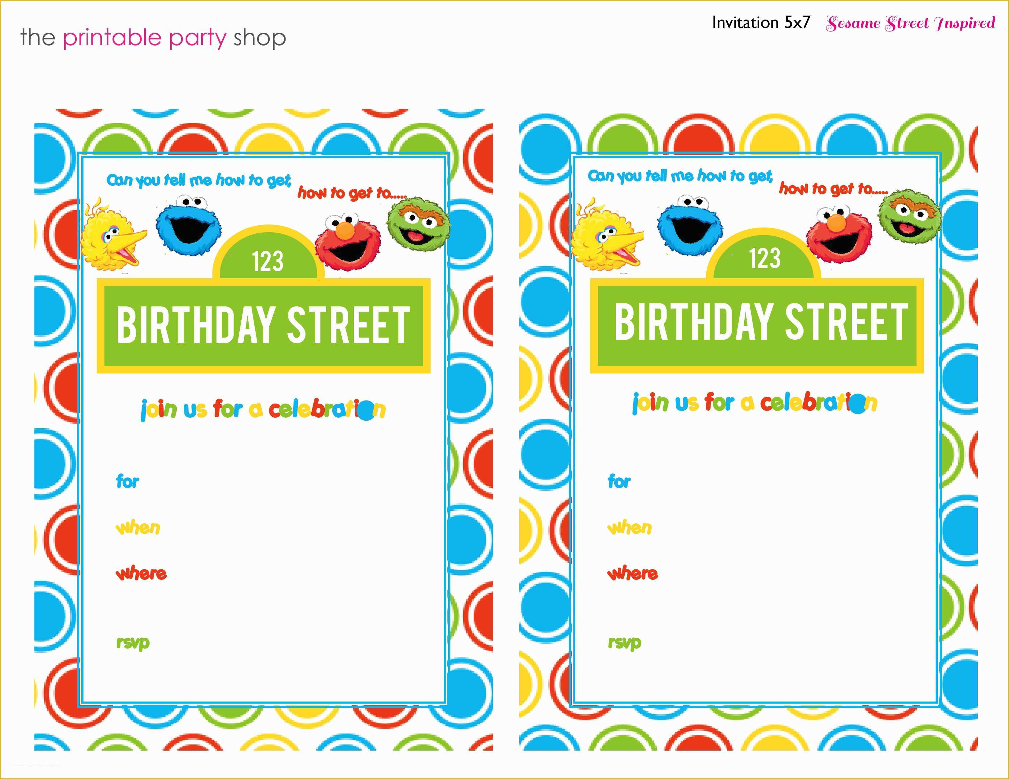 Elmo Birthday Invitations Template Free Of Free Printable Sesame Street 1st Birthday Invitations