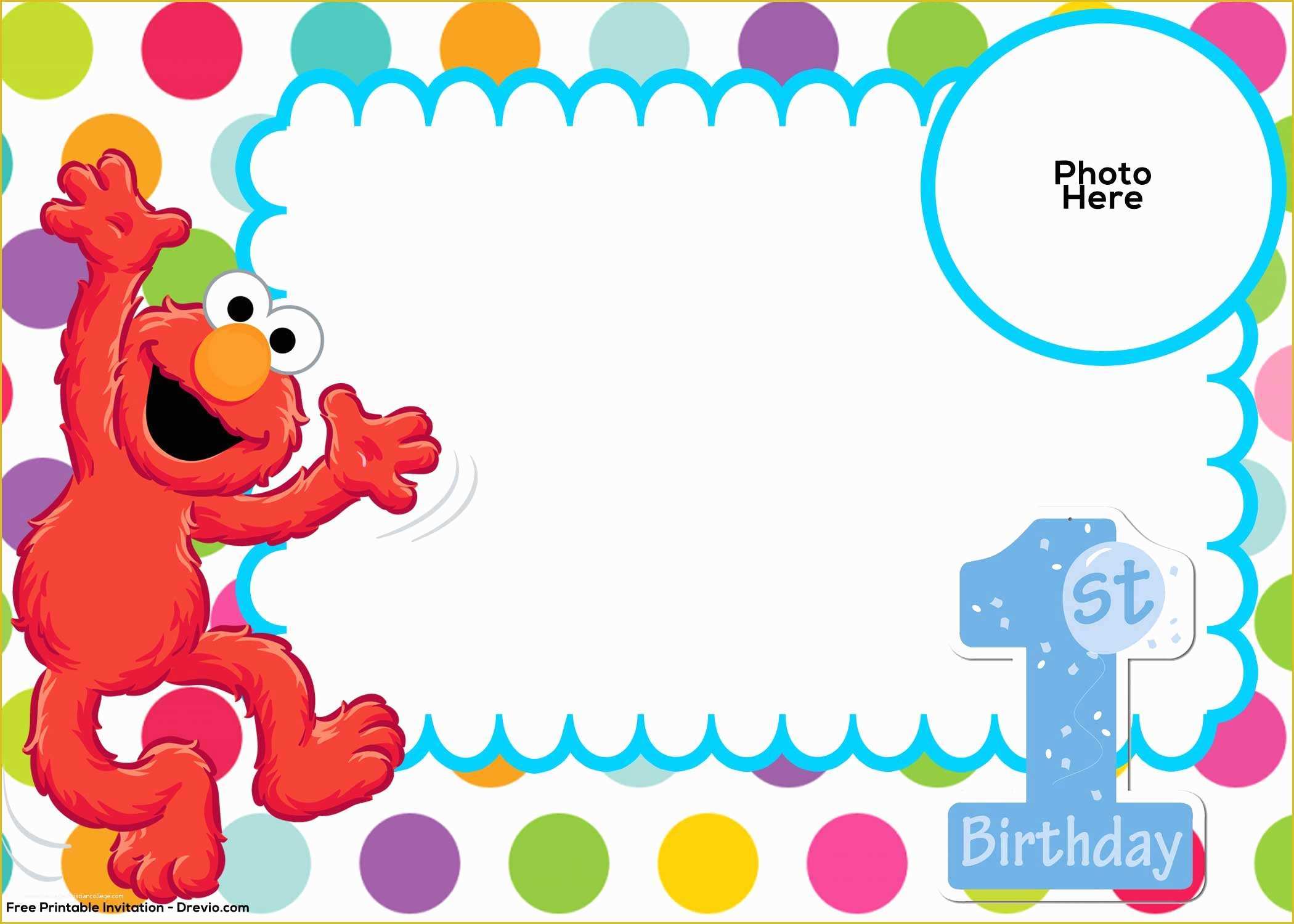 Elmo Birthday Invitations Template Free Of Free Sesame Street 1st Birthday Invitation Template