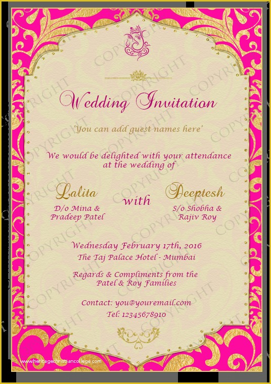 Email Indian Wedding Invitation Templates Free Of Single Page Diy Email Wedding Card Template Gold Leaf Fr