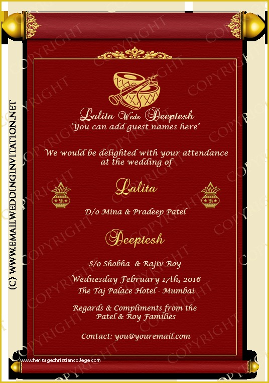 Email Indian Wedding Invitation Templates Free Of Single Page Email Wedding Invitation Diy Template Indian