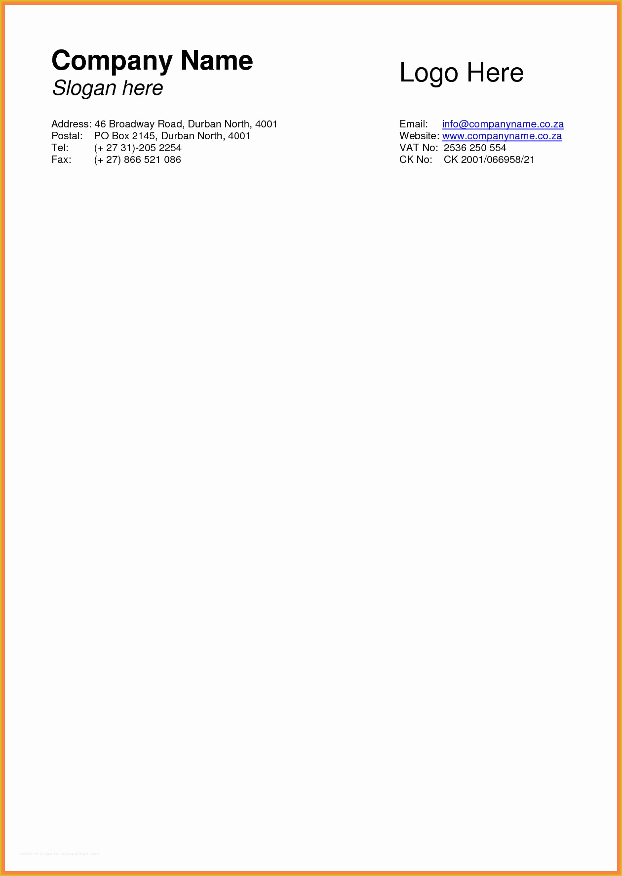 Email Letterhead Templates Free Of 9 Basic Letterhead Template