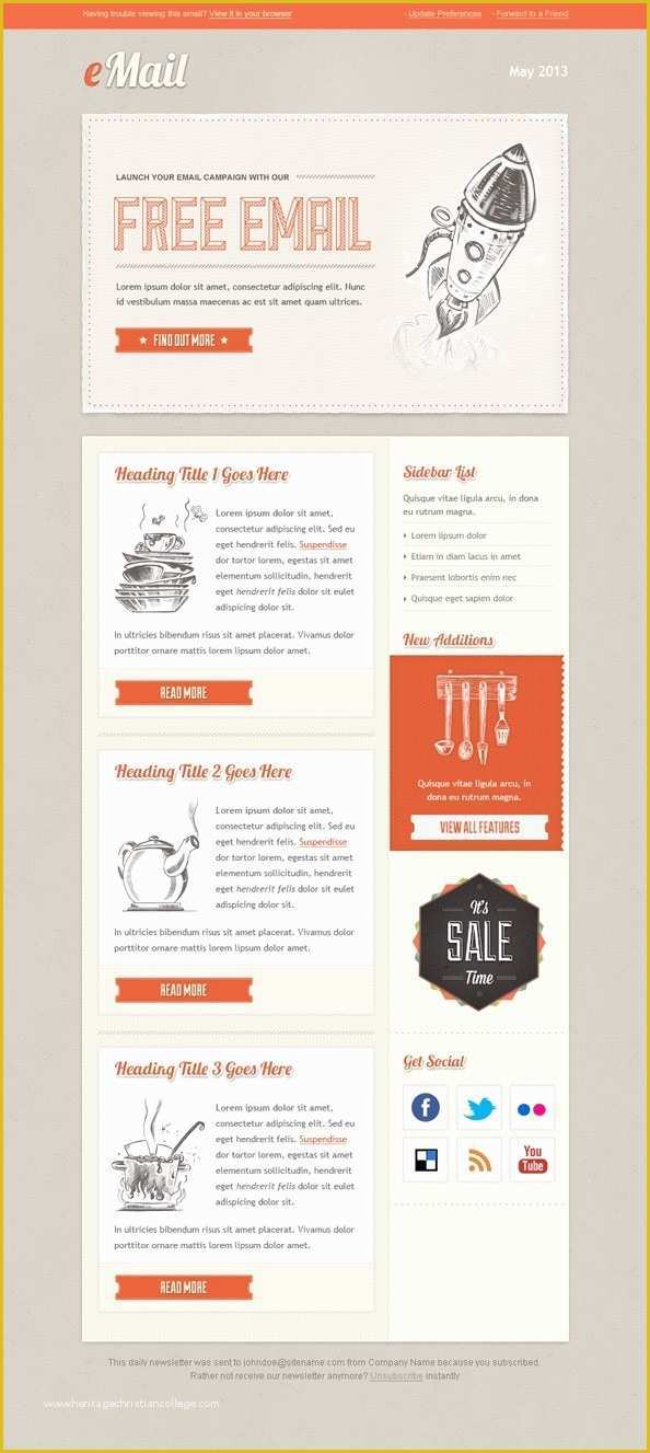 Email Newsletter Templates Free Download Of Vintage Email Template Free Mail Templates