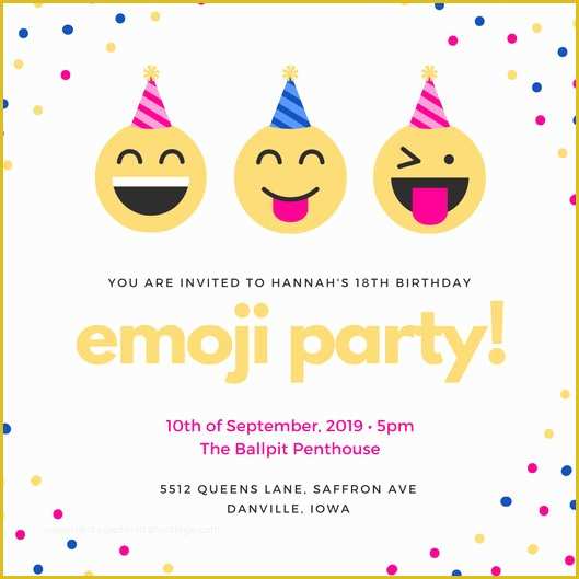 Emoji Birthday Party Invitation Template Free Of 18th Birthday Invitation Templates Canva