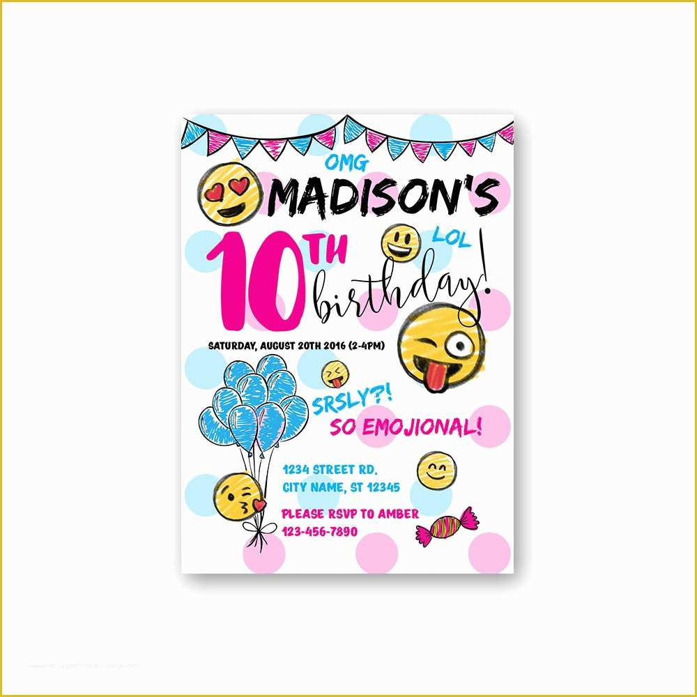 Emoji Birthday Party Invitation Template Free Of Emoji Birthday Emoji Party Invitations Custom Birthday