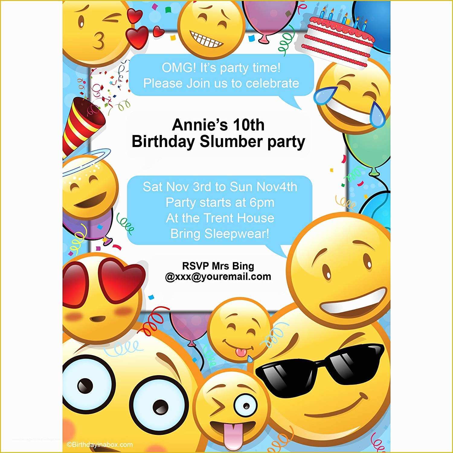 Emoji Birthday Party Invitation Template Free Of Emoji Birthday Invitations