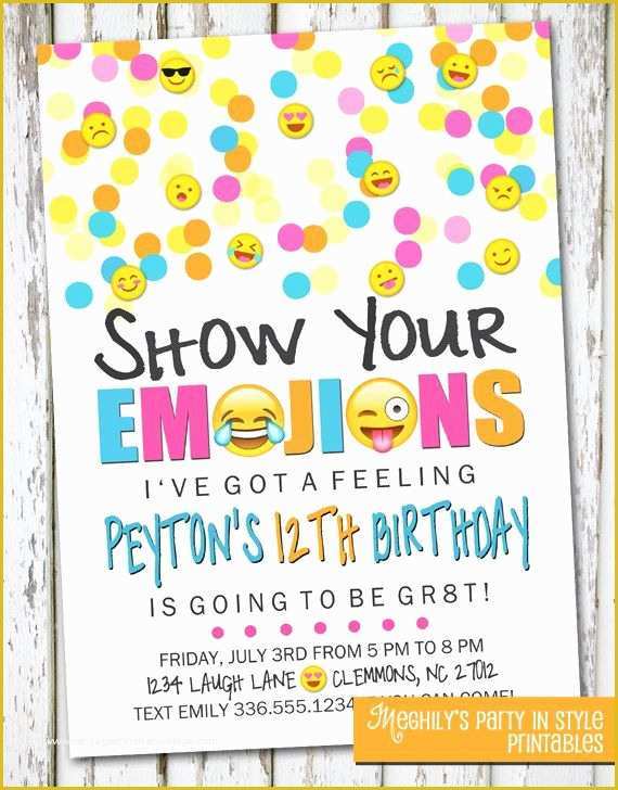 Emoji Birthday Party Invitation Template Free Of Emoji Inspired Invitation by Meghilys On Etsy Emoji Invite