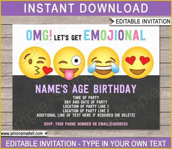 Emoji Birthday Party Invitation Template Free Of Emoji Invitation Template Emoji Birthday Party theme