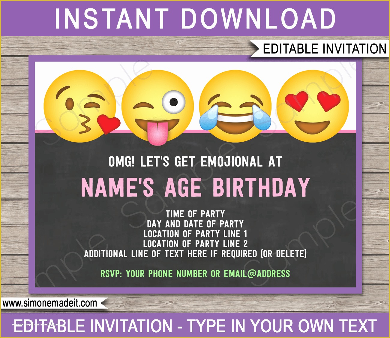 Emoji Birthday Party Invitation Template Free Of Emoji Party Invitations Template – Girls