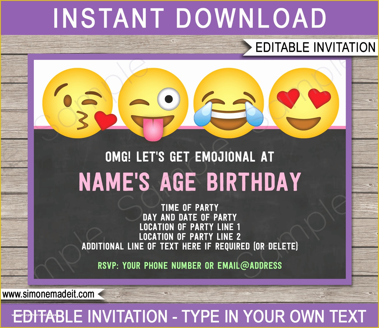 Emoji Birthday Party Invitation Template Free Of Emoji Party Invitations Template – Girls