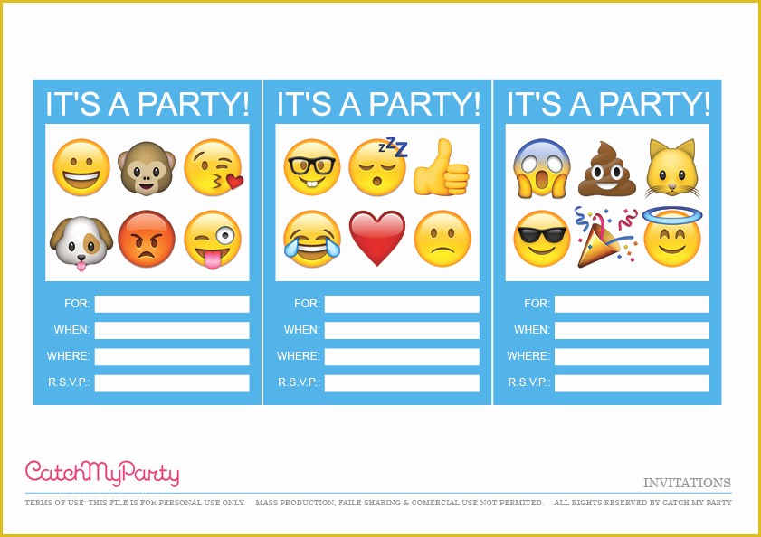 Emoji Birthday Party Invitation Template Free Of Free Emoji Party Printables