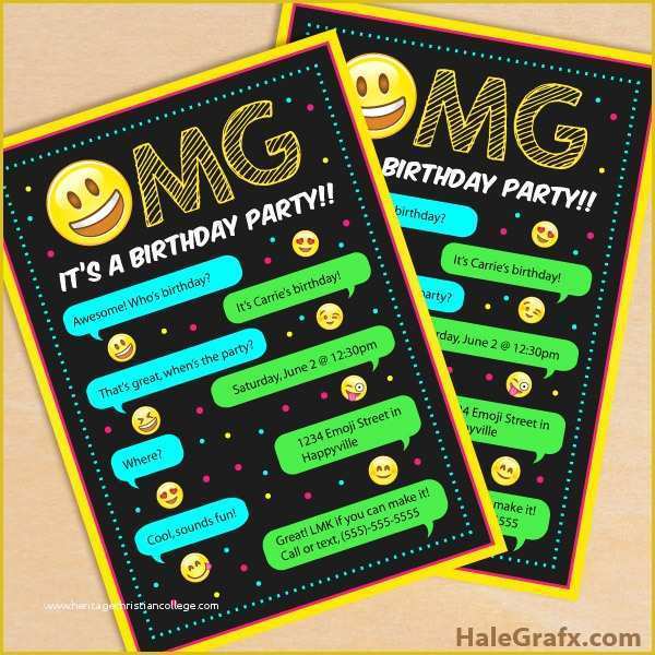 Emoji Birthday Party Invitation Template Free Of Free Printable Emoji Birthday Party Invitation