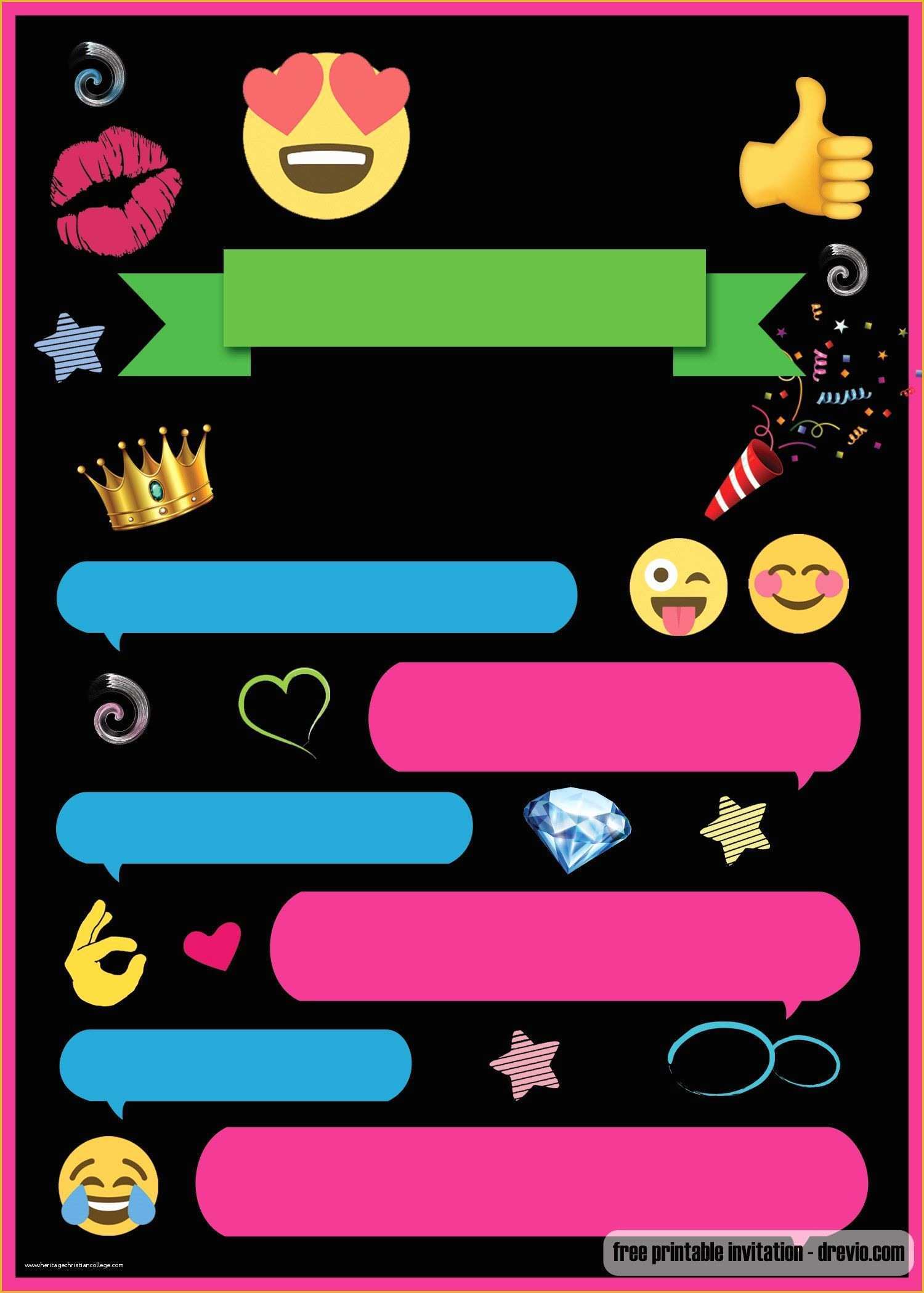 Emoji Birthday Party Invitation Template Free Of Free Printable Emoji Chat Invitation Julyssea