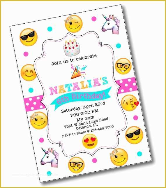 Emoji Birthday Party Invitation Template Free Of Glitter Bow Emoji Birthday Party Invitation Emoji Birthday