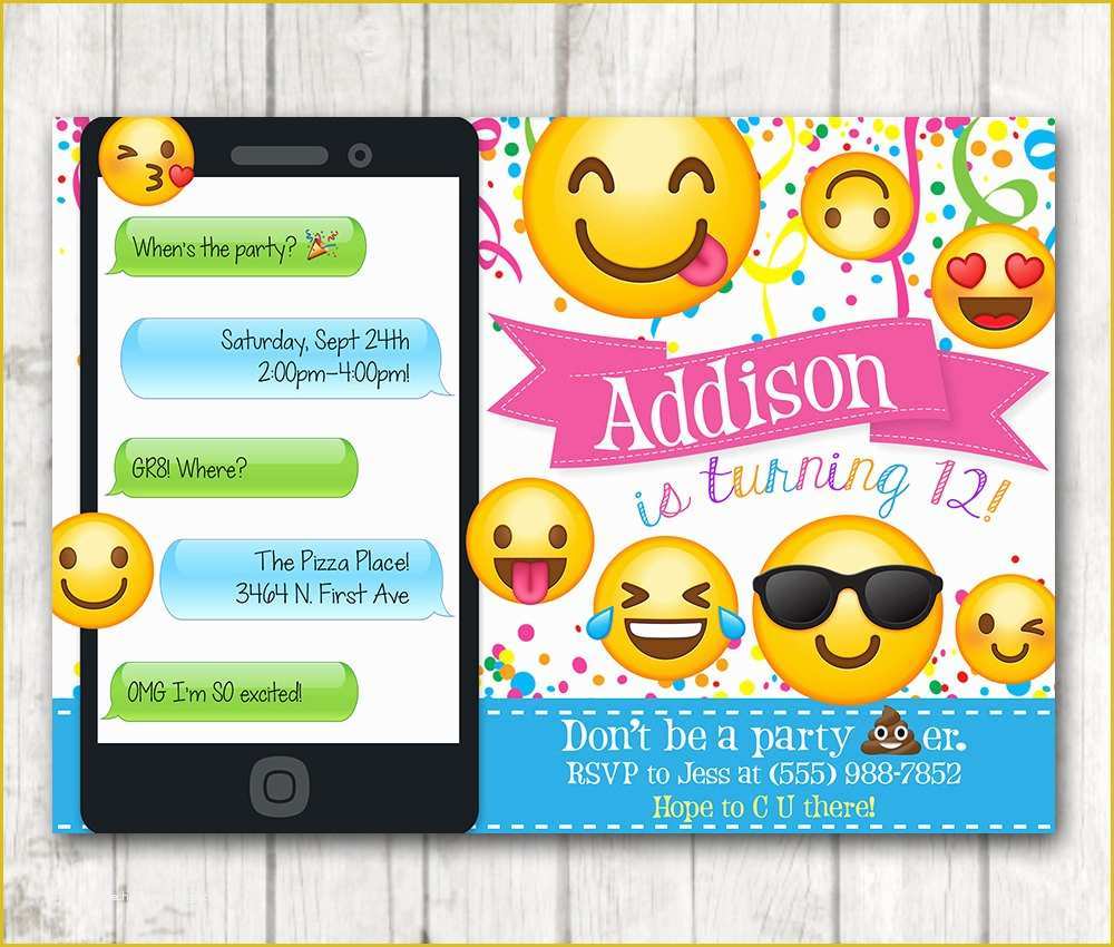Emoji Birthday Party Invitation Template Free Of Printable Emoji Birthday Party Invitation Emoji Invitations