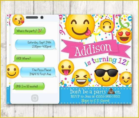 Emoji Birthday Party Invitation Template Free Of Printable Emoji Birthday Party Invitation Emoji