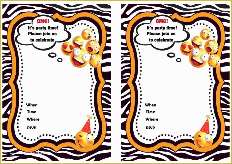Emoji Birthday Party Invitation Template Free Of Printable Emoji Party Invitations