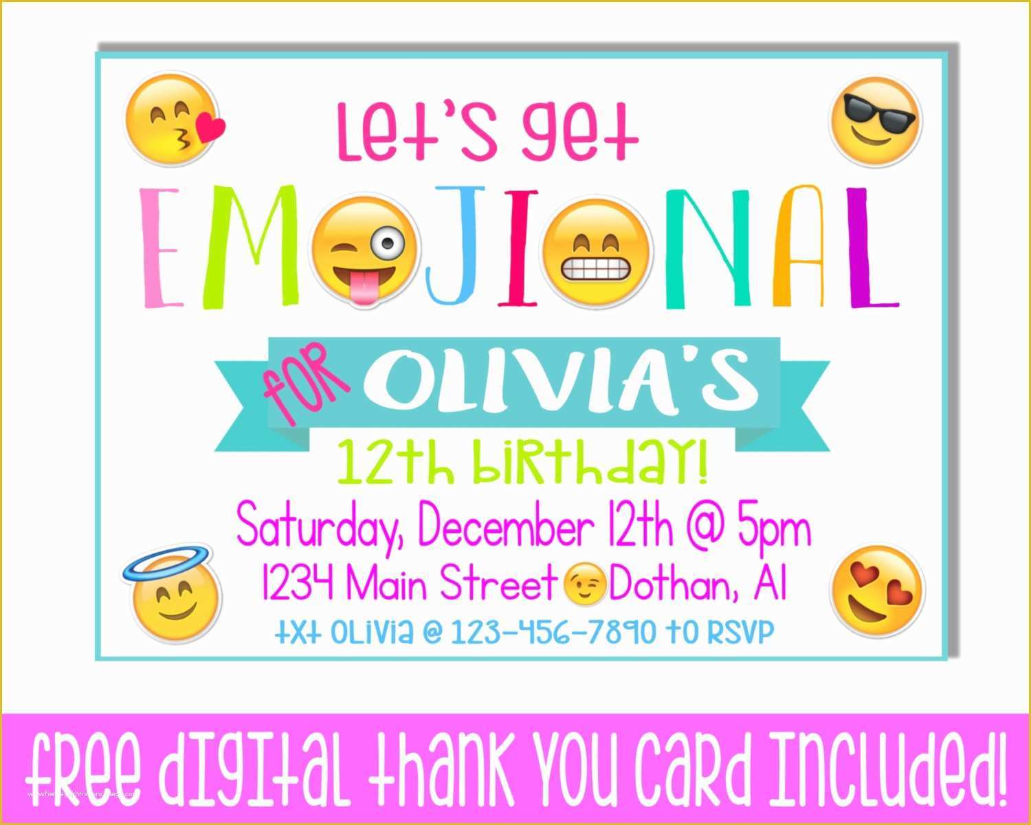 Emoji Birthday Party Invitation Template Free Of Tween Party Invitations