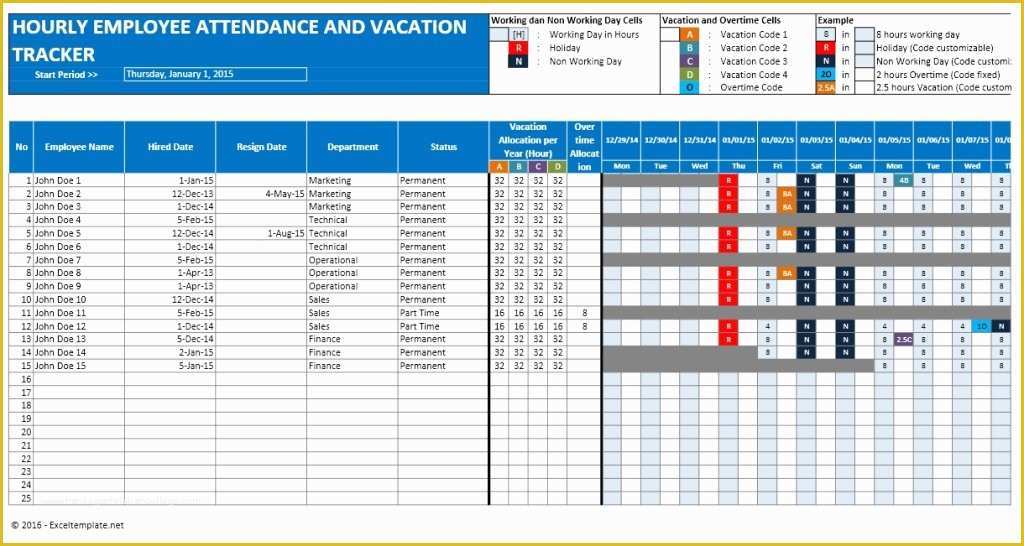 Employee attendance Tracker Template Free Of Employee Vacation Planner