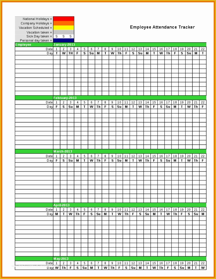 Employee attendance Tracker Template Free Of Stunning Employee attendance Sheet Tracker Template with