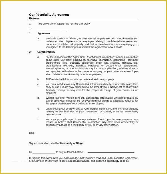 Employee Confidentiality Agreement Template Free Of 15 Confidentiality Agreement Templates – Free Word Pdf