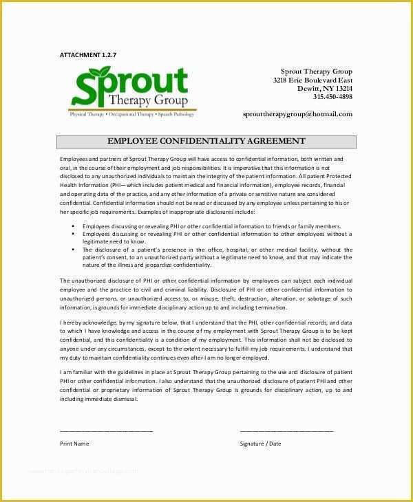 Employee Confidentiality Agreement Template Free Of 15 Employee Confidentiality Agreement Templates – Free