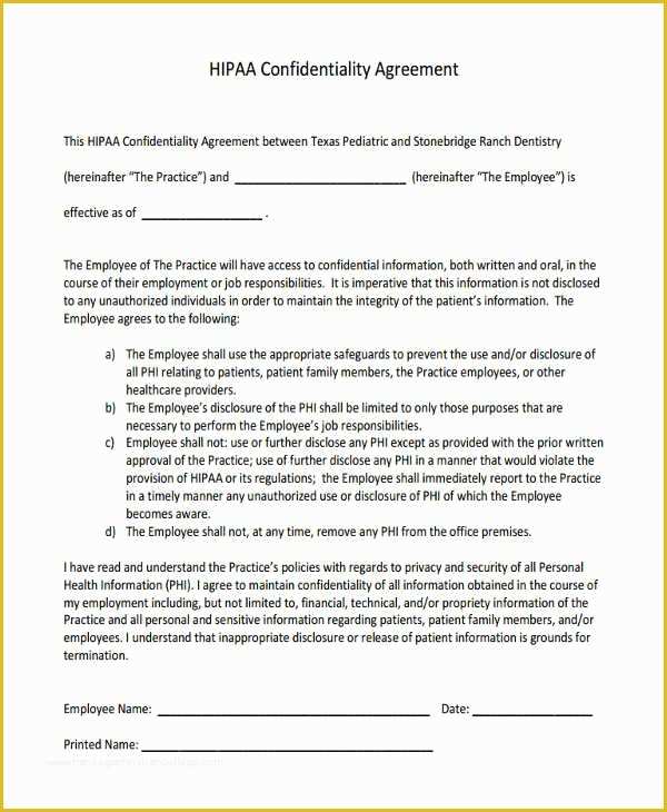Employee Confidentiality Agreement Template Free Of 19 Free Confidentiality Agreement forms Free Documents