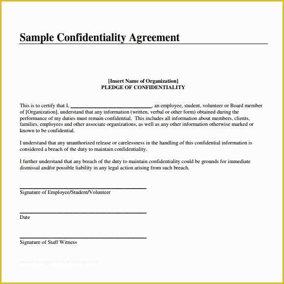 Employee Confidentiality Agreement Template Free Of 7 Free Confidentiality Agreement Templates Excel Pdf formats