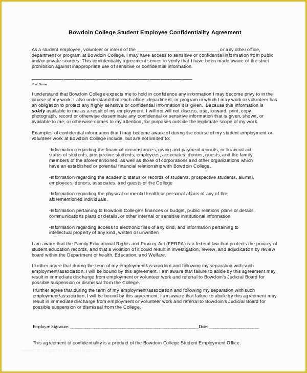 Employee Confidentiality Agreement Template Free Of 7 Sample Financial Confidentiality Agreements