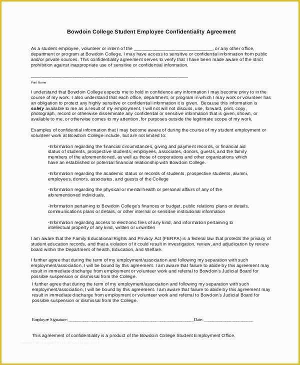 Employee Confidentiality Agreement Template Free Of 7 Sample Financial Confidentiality Agreements