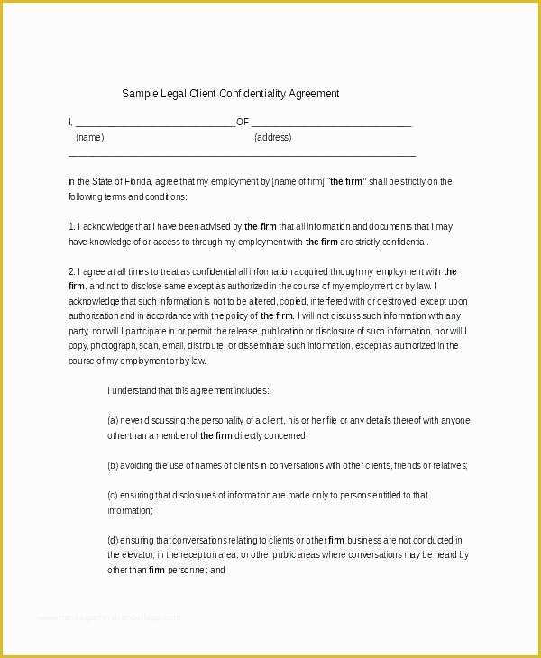 Employee Confidentiality Agreement Template Free Of Agreement Template Inspiration Confidentiality form Sample