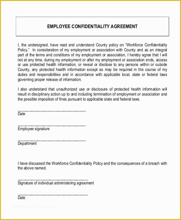 Employee Confidentiality Agreement Template Free Of Employee Confidentiality Agreement