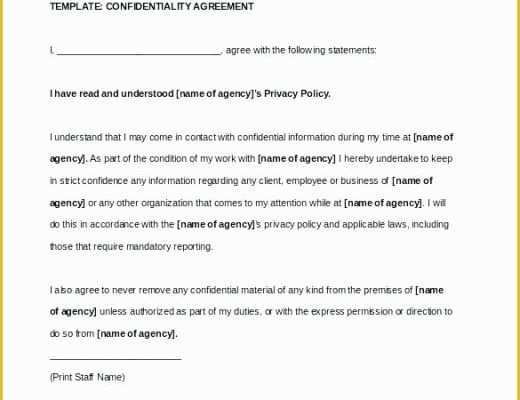 Employee Confidentiality Agreement Template Free Of Employee Confidentiality Agreement Template Download