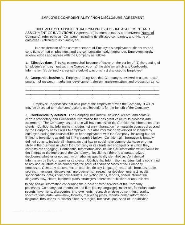 Employee Confidentiality Agreement Template Free Of Simple Confidential Information thesis Non Disclosure