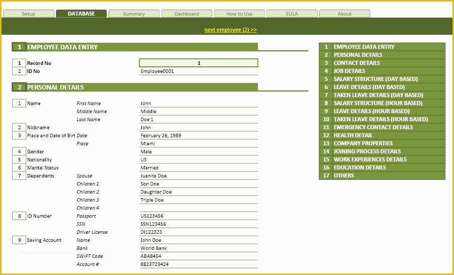 Employee Database Excel Template Free Of Employee Profile Template Excel – thedl