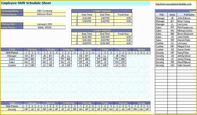 Employee Database Excel Template Free Of Excel Spreadsheet for Scheduling Employee Shifts – Pewna